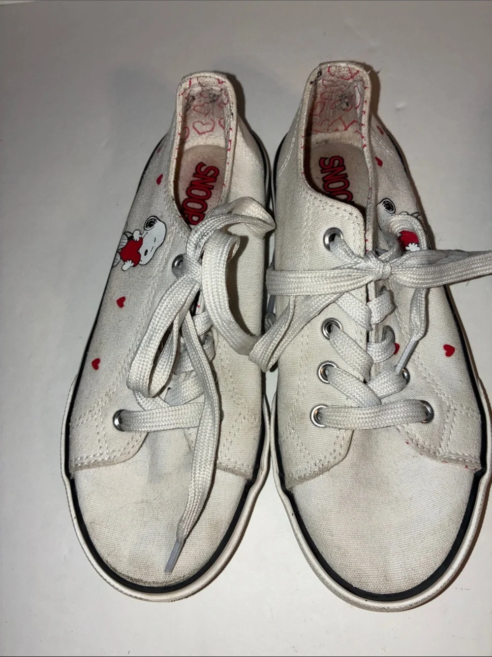 Snoopy, White Canvas Sneakers, Child’s Size 1